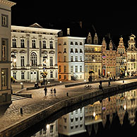 De Korenlei bij nacht, Gent, België
